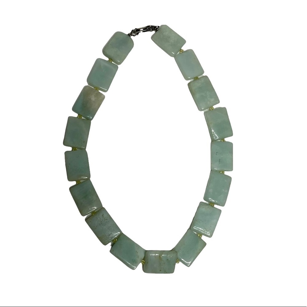 Handmade Artisan Colombian Seafoam Green Stone Choker Necklace - Picture 9 of 14
